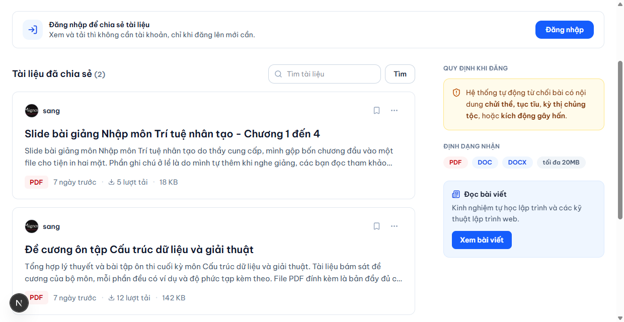 Trang tài liệu do người học chia sẻ, kèm định dạng và lượt tải